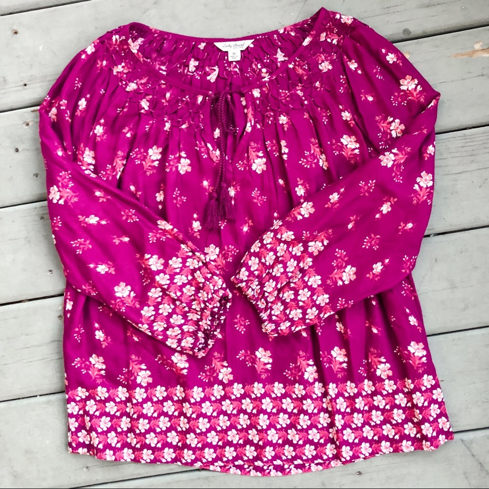 Lucky Brand 3/4 Sleeve Peasant Top Size Medium